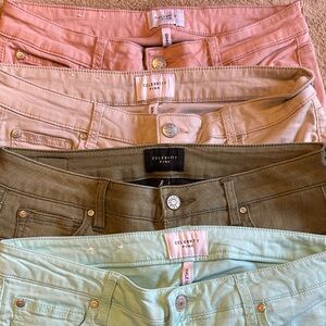 Celebrity Pink Jeans in Pink, Tan, Olive, and Mint